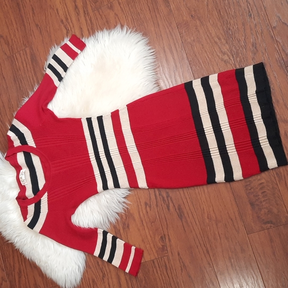 Pink Rose Dresses & Skirts - Pink Rose Midi Sweater Red and Black Contrast Bodycon Dress